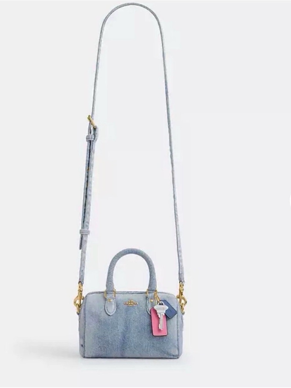 NWT Coach Mini Rowan Crossbody Bag Loved Denim CDY30 - Picture 2 of 16